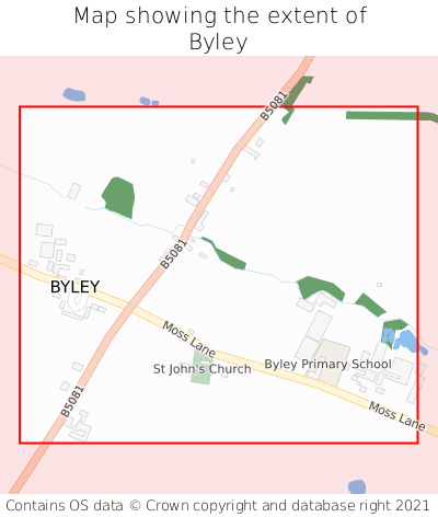 Map showing extent of Byley as bounding box