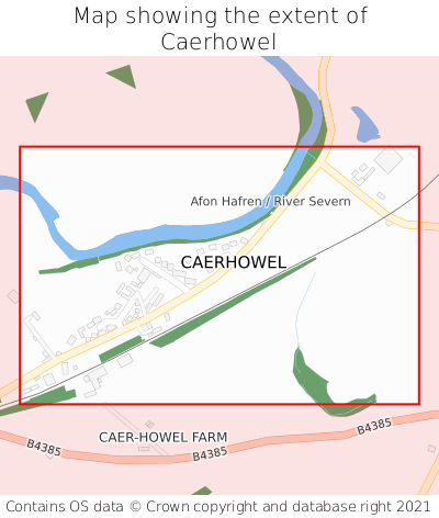 Map showing extent of Caerhowel as bounding box