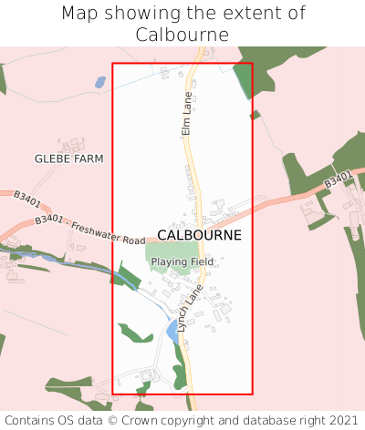 Map showing extent of Calbourne as bounding box