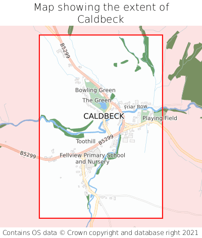 Map showing extent of Caldbeck as bounding box