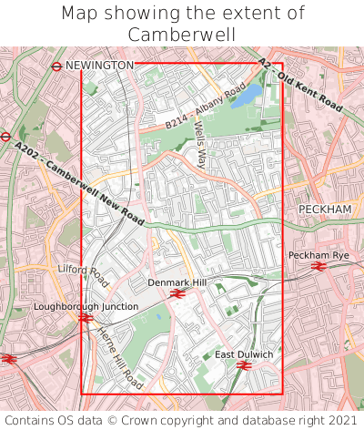 Map showing extent of Camberwell as bounding box
