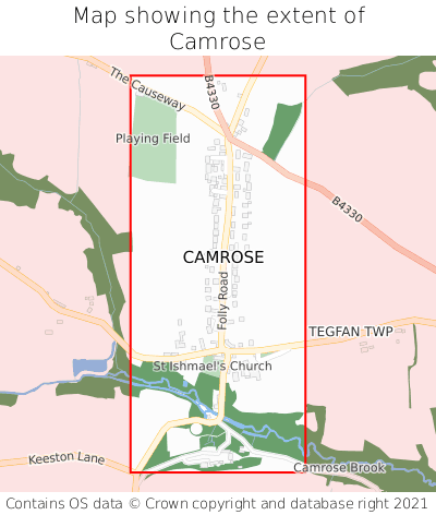 Map showing extent of Camrose as bounding box