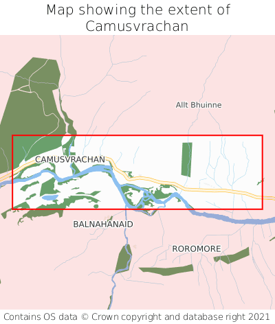 Map showing extent of Camusvrachan as bounding box