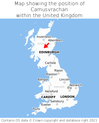 Map showing location of Camusvrachan within the UK