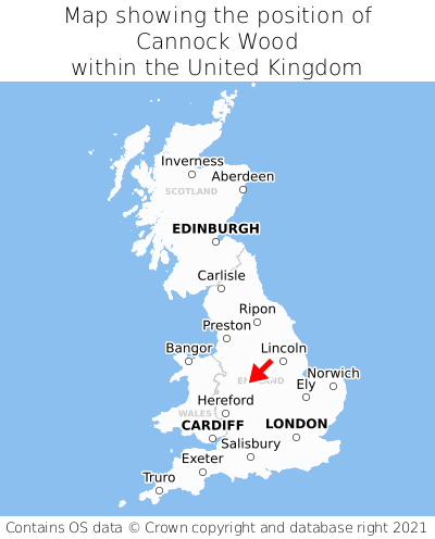 Map showing location of Cannock Wood within the UK