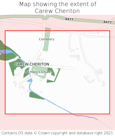 Map showing extent of Carew Cheriton as bounding box