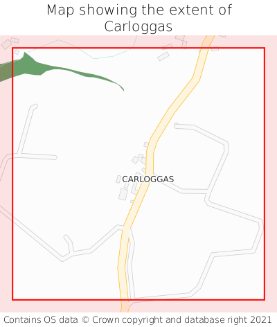 Map showing extent of Carloggas as bounding box