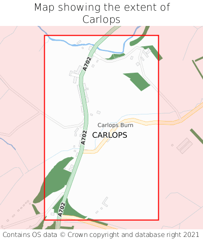 Map showing extent of Carlops as bounding box
