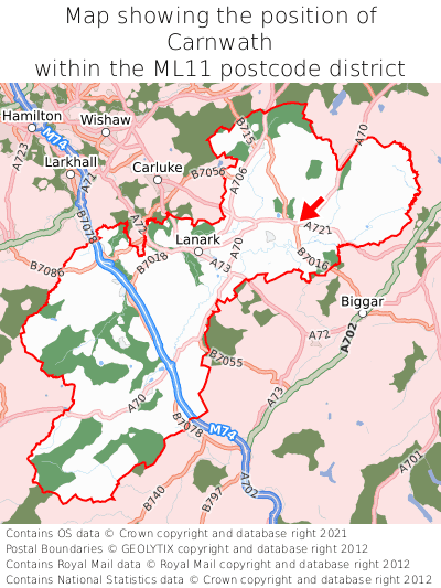 Map showing location of Carnwath within ML11