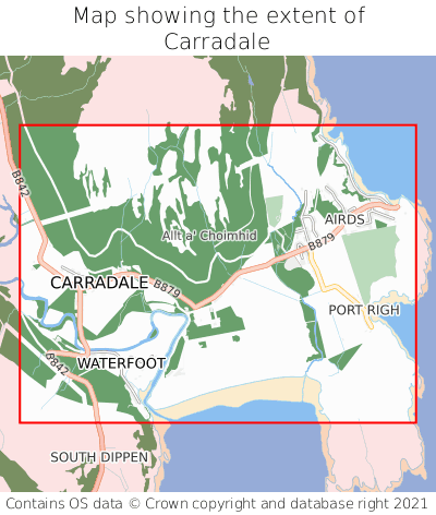 Map showing extent of Carradale as bounding box