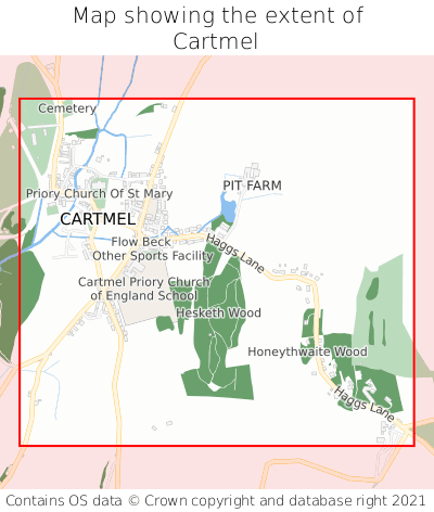 Map showing extent of Cartmel as bounding box