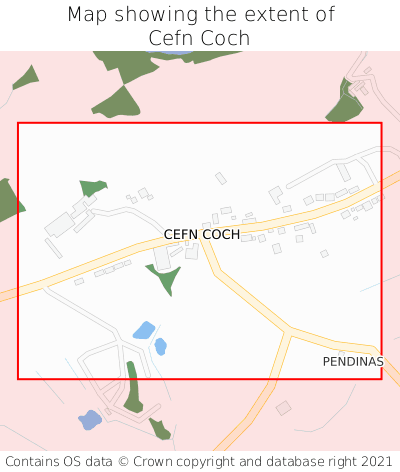 Map showing extent of Cefn Coch as bounding box
