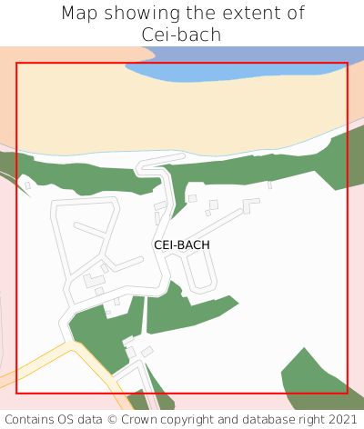 Map showing extent of Cei-bach as bounding box