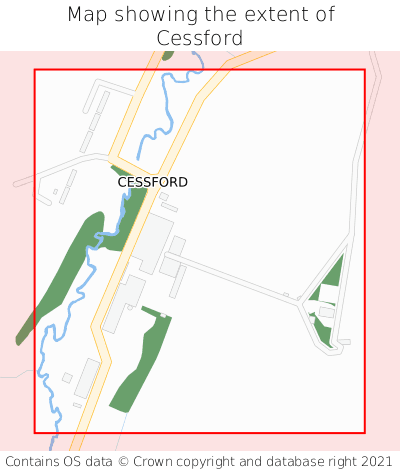 Map showing extent of Cessford as bounding box