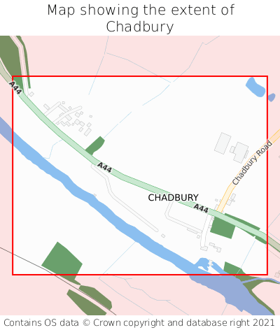 Map showing extent of Chadbury as bounding box