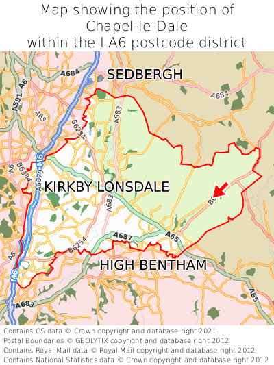 Map showing location of Chapel-le-Dale within LA6