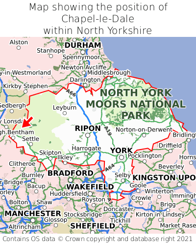 Map showing location of Chapel-le-Dale within North Yorkshire