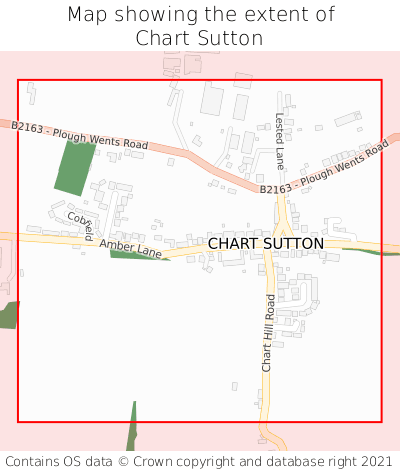 Map showing extent of Chart Sutton as bounding box