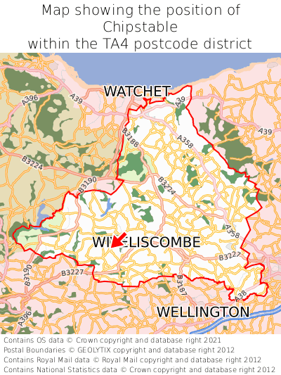 Map showing location of Chipstable within TA4