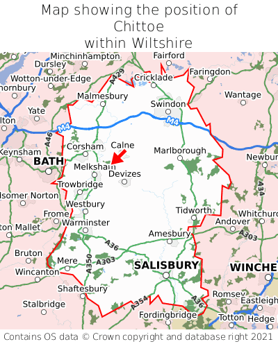 Map showing location of Chittoe within Wiltshire
