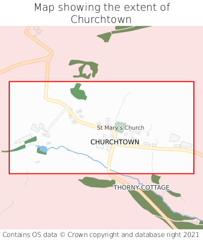 Map showing extent of Churchtown as bounding box