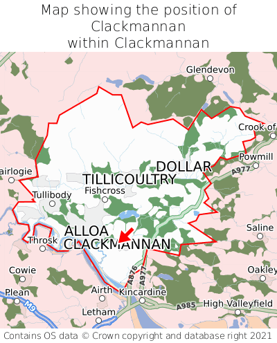 Map showing location of Clackmannan within Clackmannan
