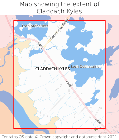 Map showing extent of Claddach Kyles as bounding box