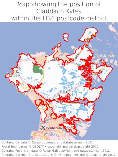 Map showing location of Claddach Kyles within HS6