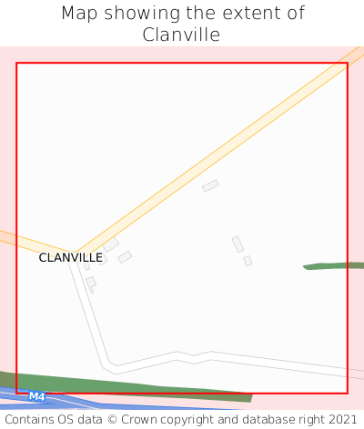 Map showing extent of Clanville as bounding box