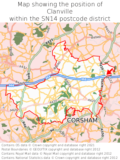 Map showing location of Clanville within SN14