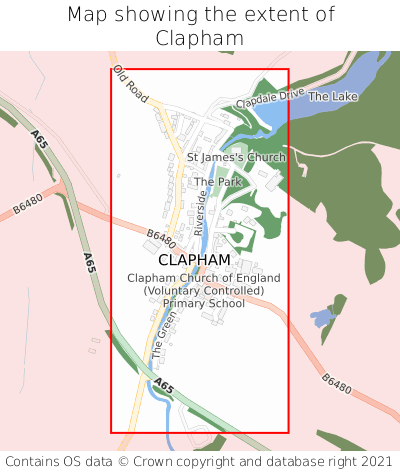 Map showing extent of Clapham as bounding box