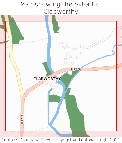 Map showing extent of Clapworthy as bounding box