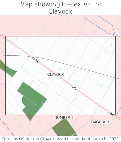 Map showing extent of Clayock as bounding box