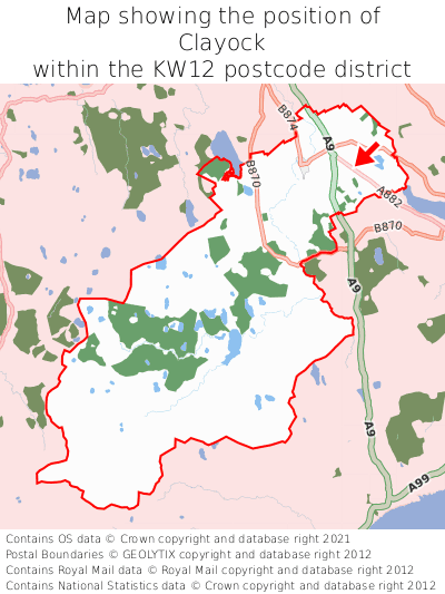 Map showing location of Clayock within KW12