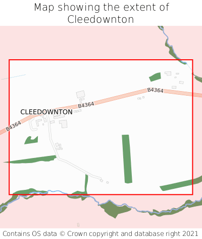 Map showing extent of Cleedownton as bounding box