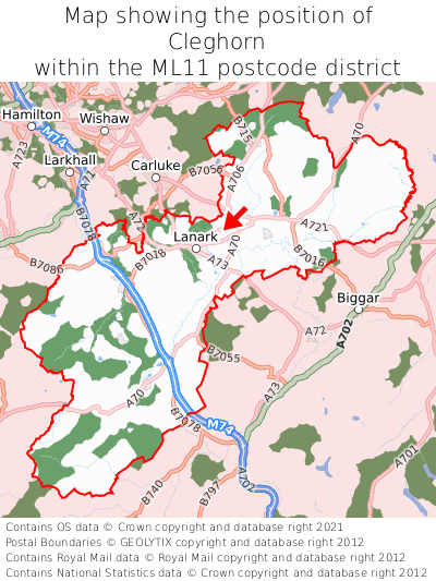 Map showing location of Cleghorn within ML11