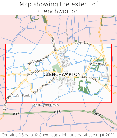 Map showing extent of Clenchwarton as bounding box