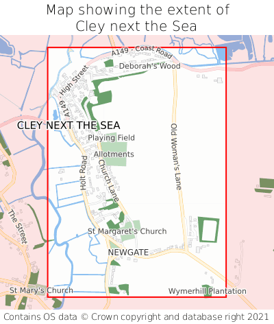 Map showing extent of Cley next the Sea as bounding box