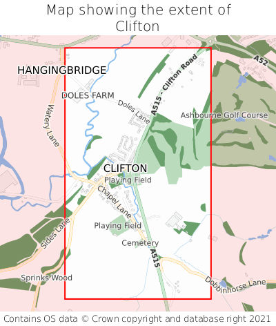 Map showing extent of Clifton as bounding box