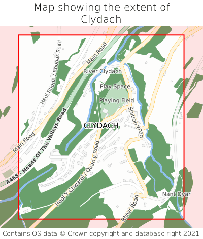 Map showing extent of Clydach as bounding box