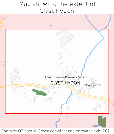 Map showing extent of Clyst Hydon as bounding box