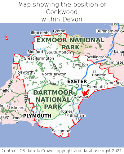 Map showing location of Cockwood within Devon