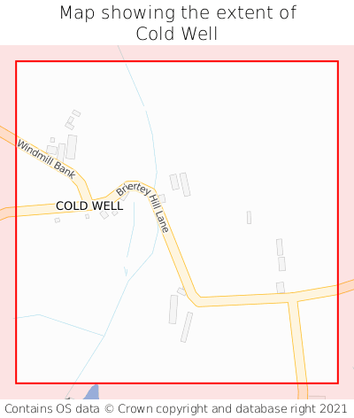 Map showing extent of Cold Well as bounding box
