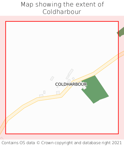 Map showing extent of Coldharbour as bounding box