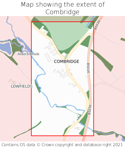Map showing extent of Combridge as bounding box