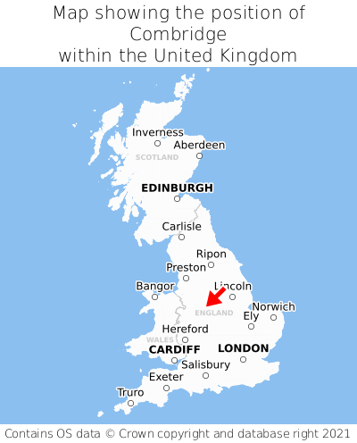 Map showing location of Combridge within the UK