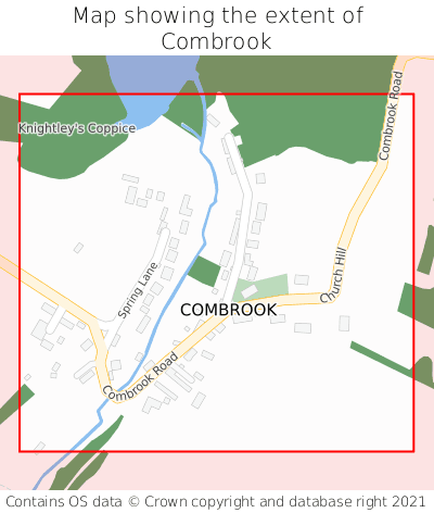 Map showing extent of Combrook as bounding box
