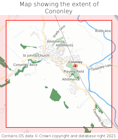 Map showing extent of Cononley as bounding box