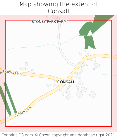 Map showing extent of Consall as bounding box