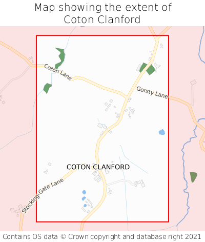 Map showing extent of Coton Clanford as bounding box